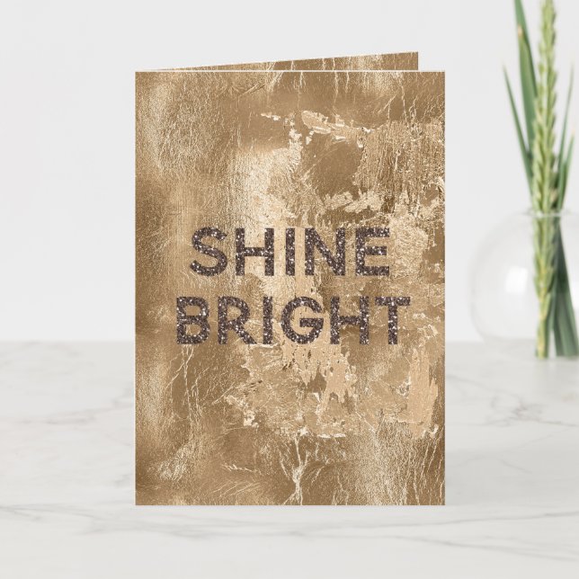Cartão Brilho Brilhante Dourado de Bronze Chic (Frente)
