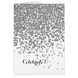 Cartão Brilho de prata cinzento do falso