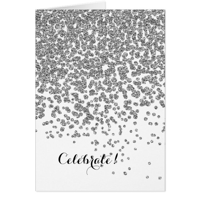 Cartão Brilho de prata cinzento do falso (Frente)