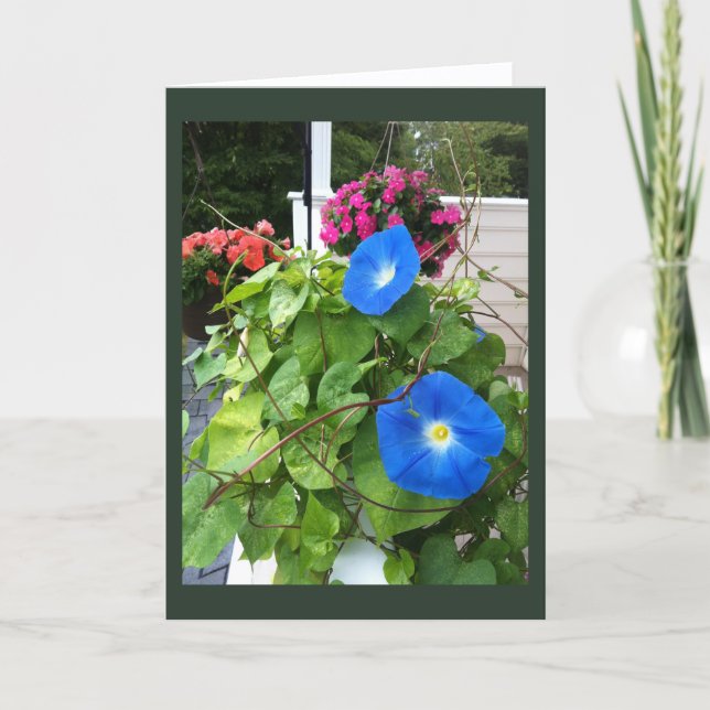 Cartão Brilliant Blue Morning Glories Blank  (Frente)