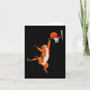 Cartão Brincadeira Jogando Basquete Esporte Gato de Basqu