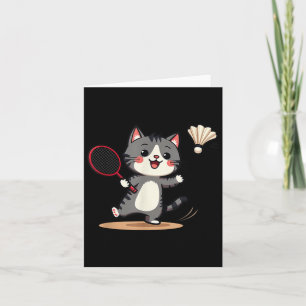 Cartão Brincadeiras de Badminton Cute Rackers de Gato Eng