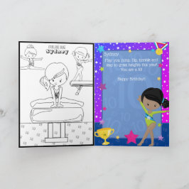 Cartão Brincadeiras Negras de ginástica Página de Coloraç