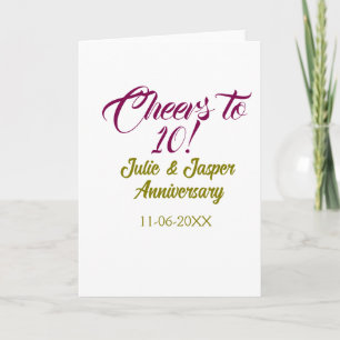 Cartão Brinde ao 10º aniversário de casamento dourado mau