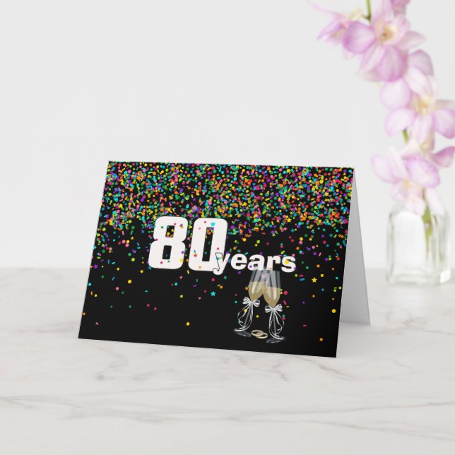 Cartão brinde de 80 aniversário em confetti (Orquídea)