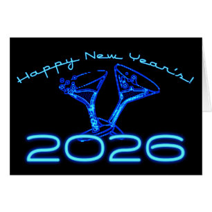 Cartão brinde de champanhe de ano novo 2026