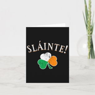 Cartão Brinde Slainte Bandeira da Irlanda Trevo St. Patri