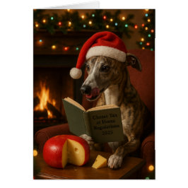 Cartão Brindle Whippet Cheese Tax Christmas greeting card