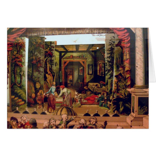 Cartão Brinquedo do teatro com cenas (Frente Horizontal)