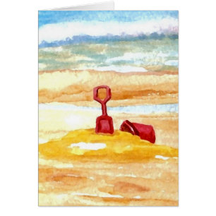 Cartão Brinquedos da areia - construção do castelo da