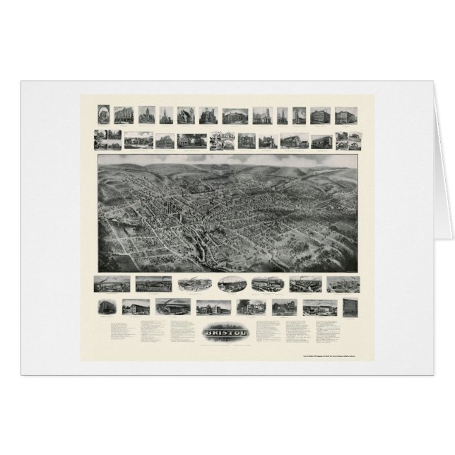 Cartão Bristol, mapa panorâmico do CT - 1907 (Frente Horizontal)