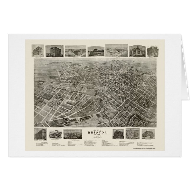 Cartão Bristol, mapa panorâmico do TN - 1912 (Frente Horizontal)