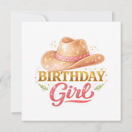 Cartão Brithday Girl With Cowgirl Hat