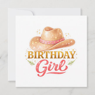 Cartão Brithday Girl With Cowgirl Hat