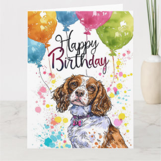 Cartão Brittany Spaniel com Balões