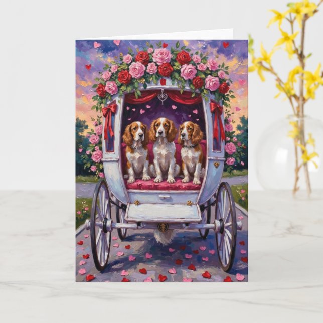 Cartão Brittany Spaniel Dog Valentine's Day  (Flor Amarela)