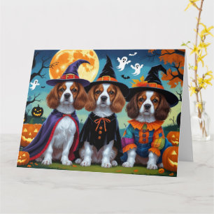 Cartão Brittany Spaniel Dogs Pumpkin Halloween Engraçado