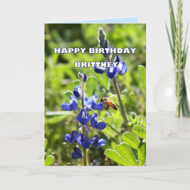 Cartão Brittney Texas Bluebonnet Feliz Aniversário (Frente)