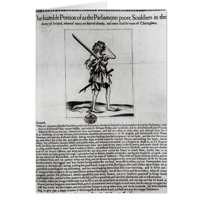 Cartão Broadsheet de Dublin, 1647 (Frente)