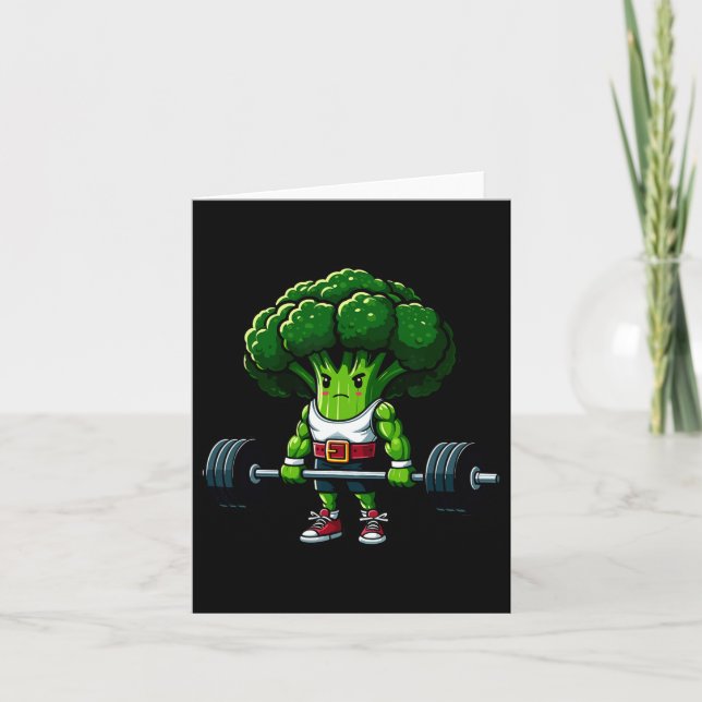 Cartão Broccoli Elevação de Peso Gym Vegan Tee Powe (Frente)