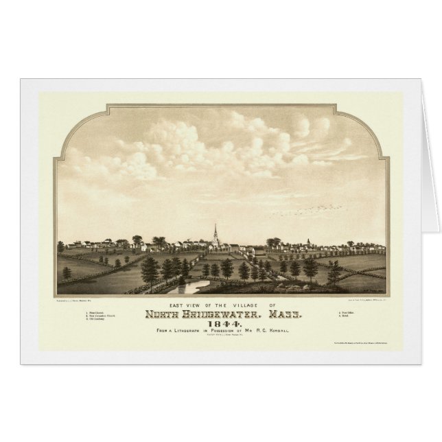 Cartão Brockton, mapa panorâmico das MÃES - 1844 (Frente Horizontal)