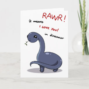 Cartão Brontossaurus rawr significa que te amo
