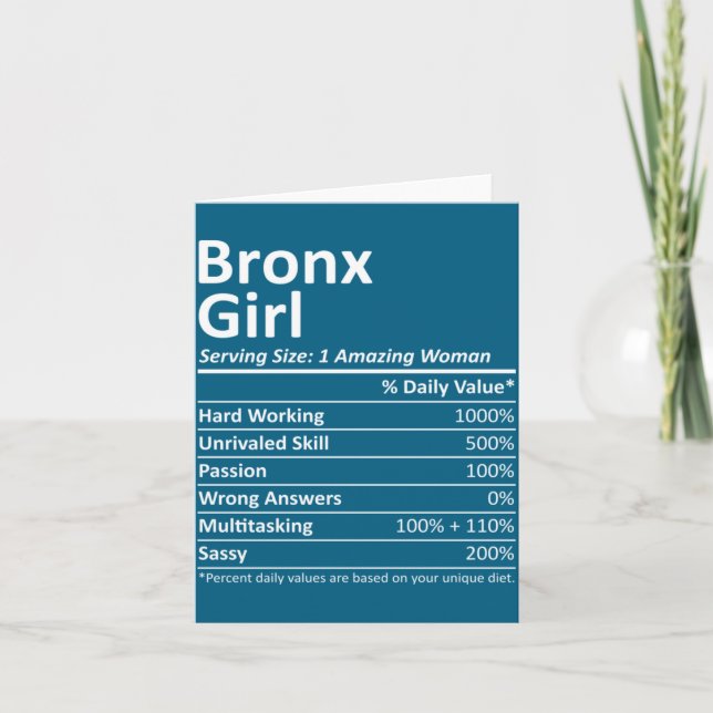 Cartão Bronx Girl Ny New York Funny City Home Roots Usa G (Frente)