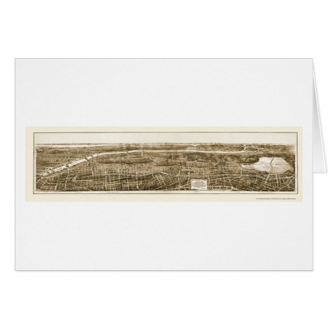 Cartão Bronx, mapa panorâmico de NY - 1897 (Frente Horizontal)