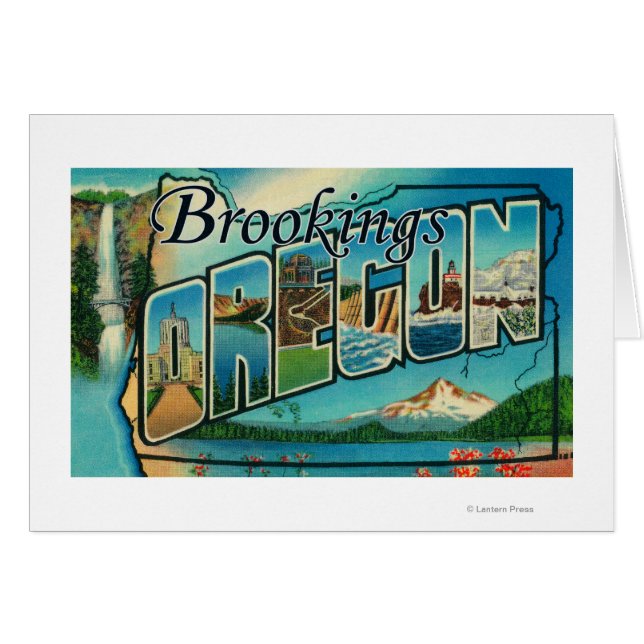 Cartão Brookings, Oregon - Cenas com Letras Grandes (Frente Horizontal)