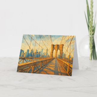Cartão Brooklyn Bridge Sunrise Watercolor Card