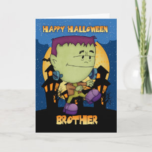 Cartão brother halloween card with frankie stomping