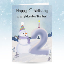 Cartão Brother Happy 2nd Birthday Snowman Building