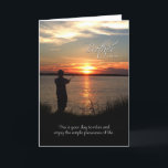 Cartão Brother in-Law Birthday, Silhouette de Pesca Sunse<br><div class="desc">Deseje ao seu cunhado um feliz aniversário com este belo cartão de pesca do pôr do sol. Foto da silhueta suave de um homem pescando na grama alta da costa enquanto o sol se põe,  lançando lindas cores entre as nuvens do céu.</div>