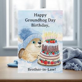 Cartão Brother in Law  Happy Groundhog Day Birthday 