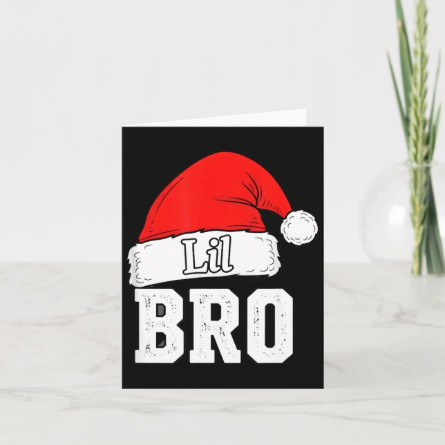 Cartão Brother Lil Bro Santa Hat Christmas Little Brother (Frente)
