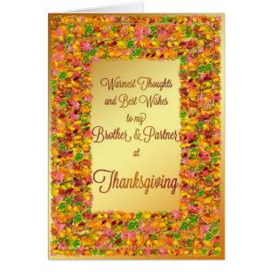 Cartão Brother & Partner, Thanksgiving, fall leaves