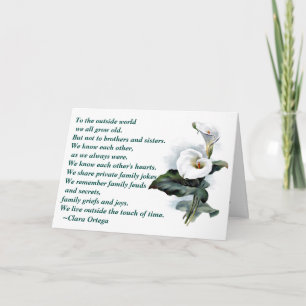 Cartão Brother / Sister Calla Lilly Birthday Poem Card