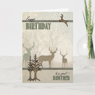 Cartão Brother's Birthday Deer in the Woods