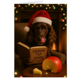 Cartão Brown cocker spaniel 'Cheese Tax' Christmas card