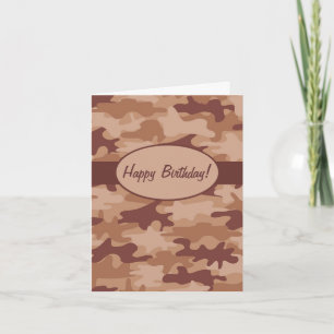 Cartão Brown Tan Camo Camouflage Happy Birthday Custom
