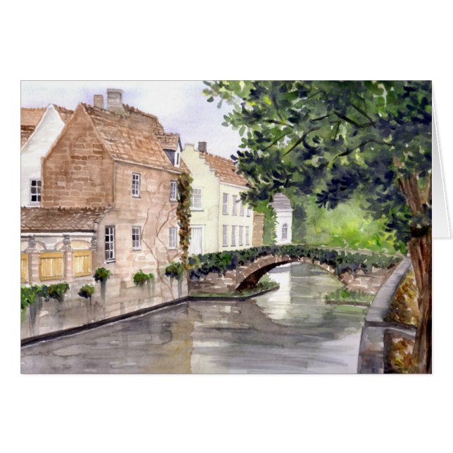 Cartão Bruges Watercolor Painting por Farida Greenfield (Frente Horizontal)