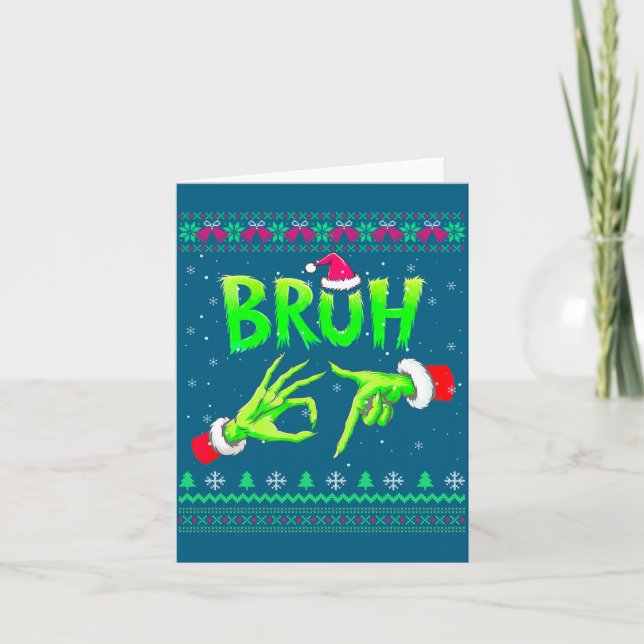 Cartão Bruh 67 Christmas Ugly Sweater Six Seven Meme 6 7  (Frente)