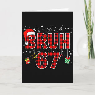 Cartão Bruh 67 Meme Divertido Natal Xadrez Vermelho Pijam