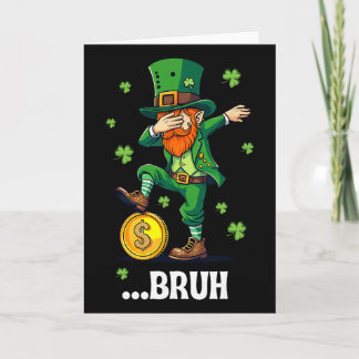 Cartão Bruh Dab Leprechaun Funny Kids Boys Mens St Patric