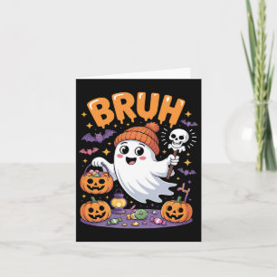 Cartão Bruh Ghost Halloween Candy Cute Ghost Kids