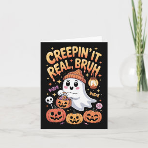 Cartão Bruh Ghost Halloween Ghost Trick Ou Treine Kid