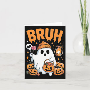Cartão Bruh Ghost Halloween Ghost Trick Ou Treine Kid