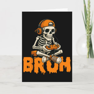 Cartão Bruh Halloween Meninos Crianças Gamer Homens Esque