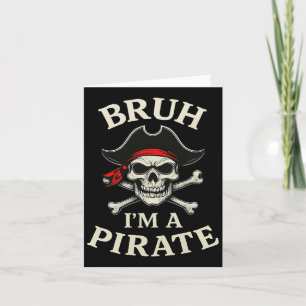 Cartão Bruh Pirata Preguiçoso Bandana do Crânio Fantasia 