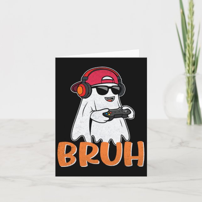 Cartão Bruh Spooky Boo Halloween Costume Gamer Men (Frente)